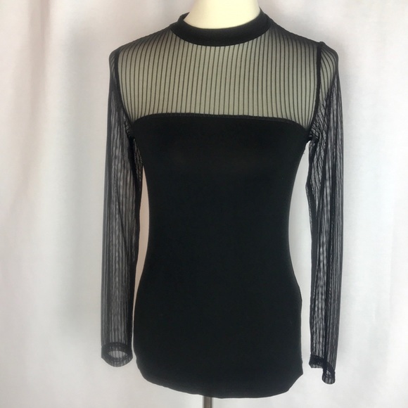 Tops - Black Sheer Women’s Long Sleeve Top